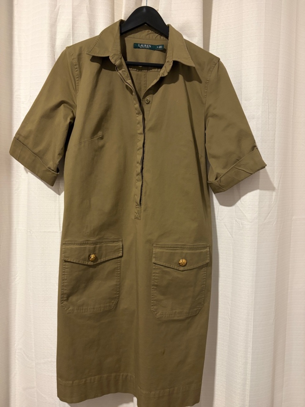 Lauren Ralph Lauren Olive Green Utility Shirt Dress
